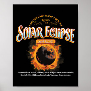 Póster 2024 Eclipse Solar Total 8 De Abril Ruta Del Eclip