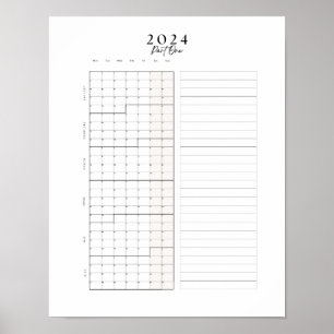 Póster 2024 Enero - Junio Poster de pared del calendario