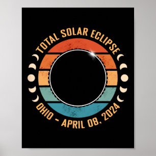 Póster 2024 Total Eclipse solar Ruta de la Totalidad Homb