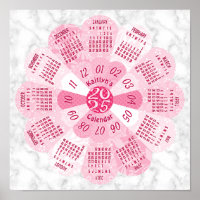 2025 Calendario Personalizado de Flor Rosa Boho re