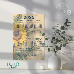 Póster 2025 Diario Vintage Floral Junk