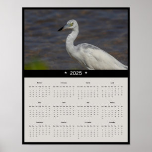 Póster 2025 Poster del calendario de pared de garza inmad