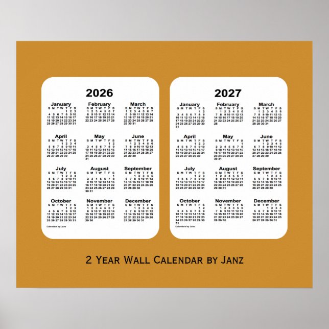 Póster 2026-2027 Gold 2 Year Wall Calendar by Janz (Frente)