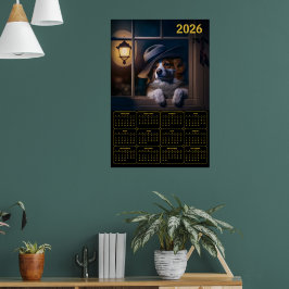Póster 2026 AI‑Generated Australian Shepherd Calendar 