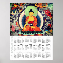 Póster 2026 Buddha Calendar, Shakyamuni painting, Nepal