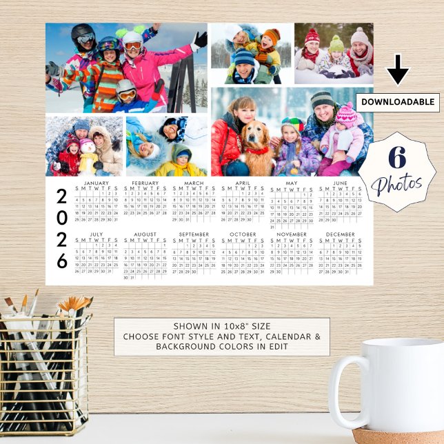 Póster 2026 Calendar 6 Photo Collage Personalized Poster (Subido por el creador)