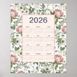 Póster 2026 Calendar Flowers Butterflies