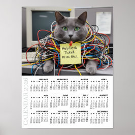 Póster 2026 Calendar, Help Desk, IT - Office Fun Cats