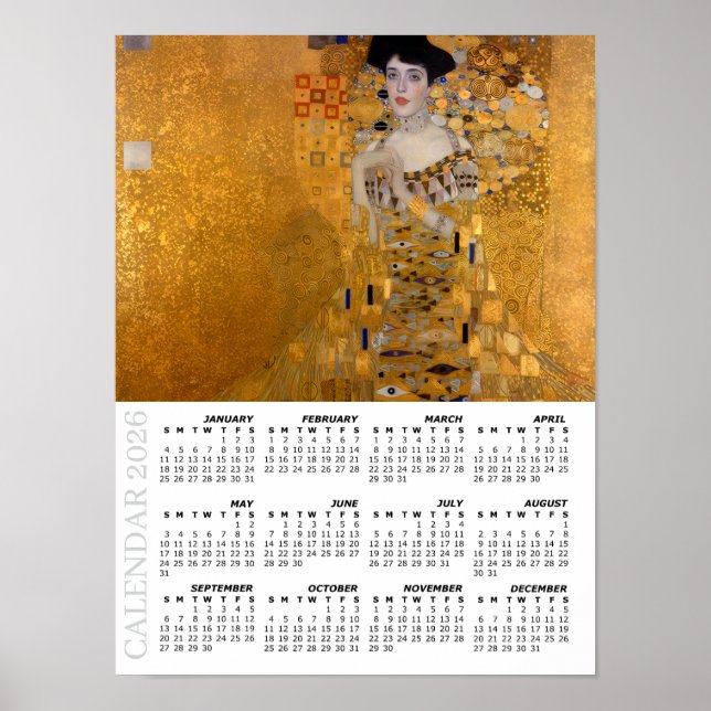 Póster 2026 Calendar, Large, Adele, Lady in Gold / Klimt (Frente)