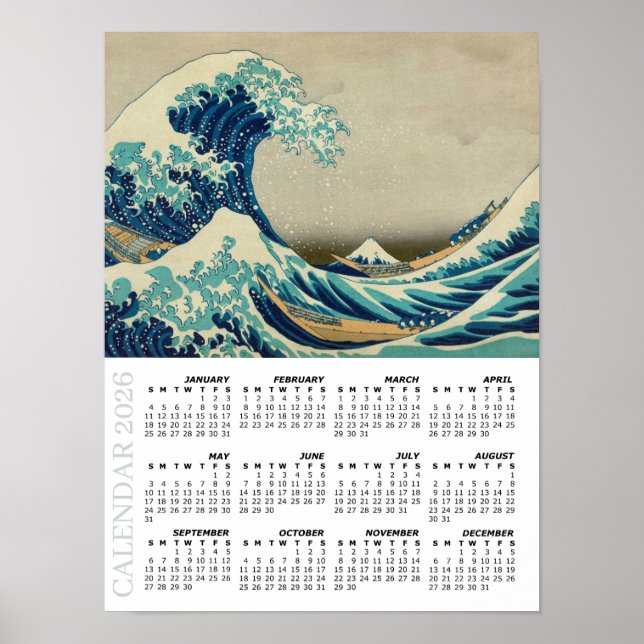 Póster 2026 Calendar, Large, Great Wave off Kanagawa (Frente)