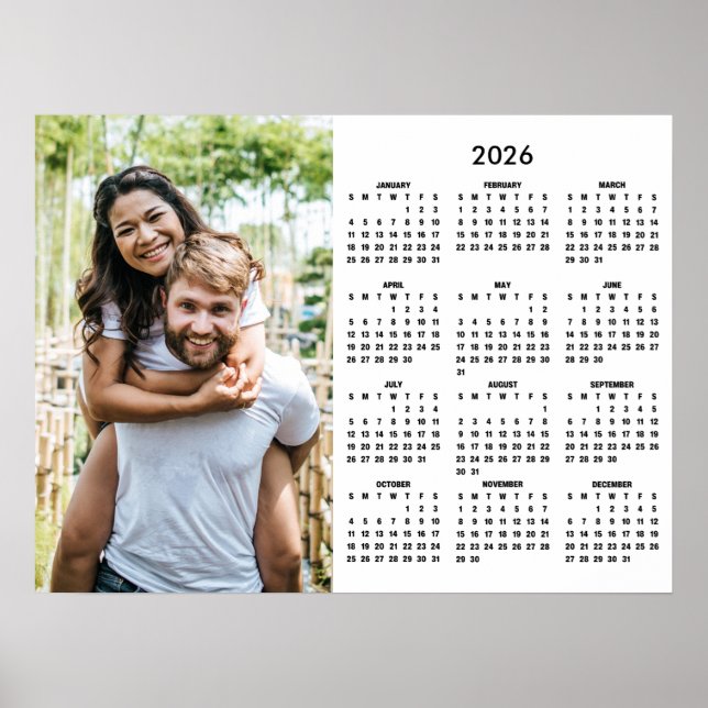 Póster 2026 Calendar Modern Simple Photo (Frente)