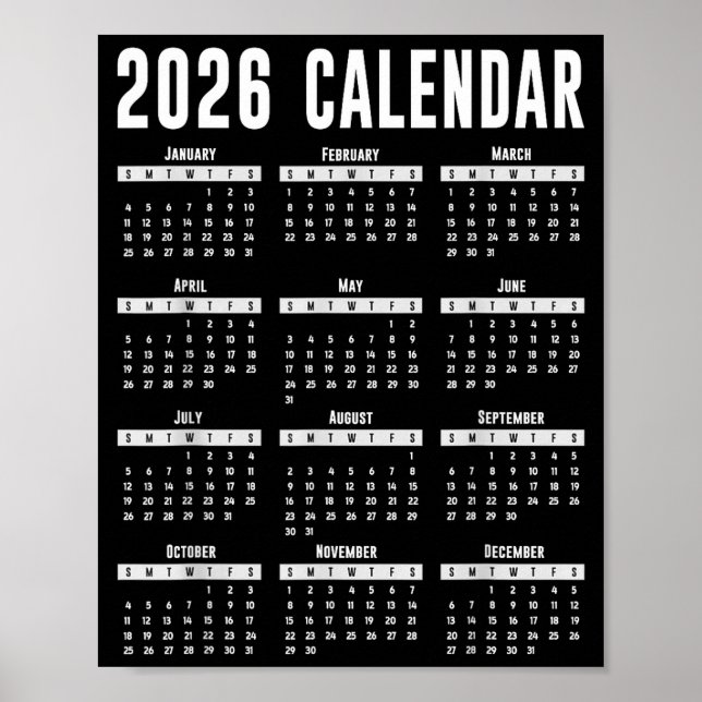 Póster 2026 Calendar Shirt 26 Calendar 2026  (Frente)