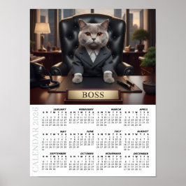 Póster 2026 Calendar, The Boss - Office Fun Cats / Large