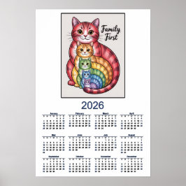 Póster 2026 Cat Calendar Family First