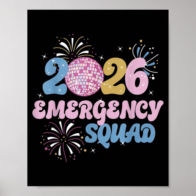 Póster 2026 Emergency Squad Er Nurse Happy New Year Disco (Frente)