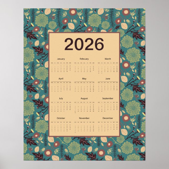 Póster 2026 Floral Calendar Poster (Frente)
