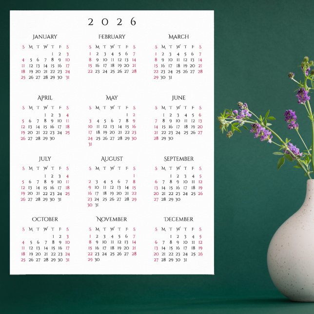 Póster 2026 Full Year Home Office Yearly Wall Calendar (2026 Full Year Home Office Yearly Wall Calendar Poster)