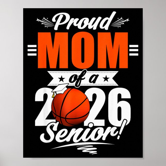 Póster 2026 Graduation Proud Mom Of A Basketball Senior  (Frente)