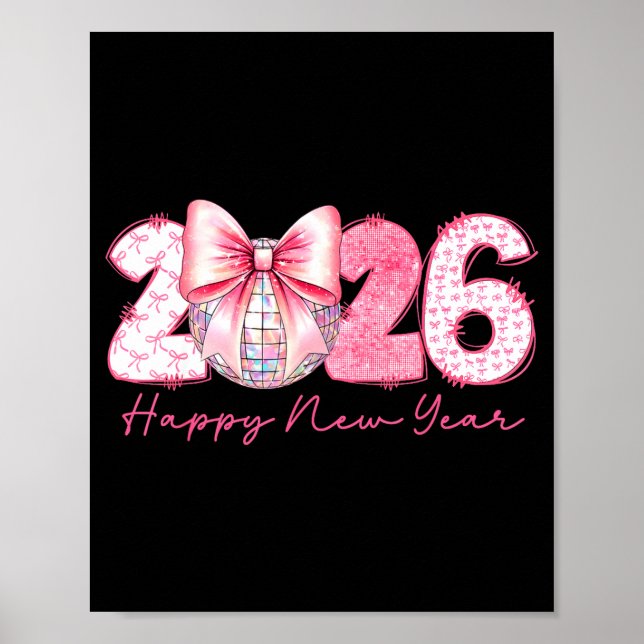 Póster 2026 Happy New Year Nk Coquette Preppy Disco Girly (Frente)