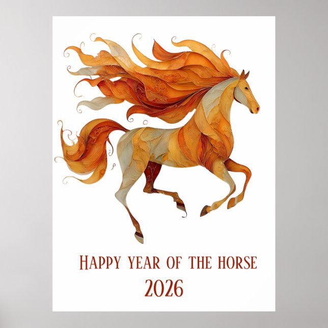 Póster 2026 Happy Year of the Horse Design (Frente)