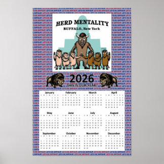Póster 2026 Herd Mentality Calendar (12 x 18)