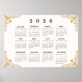 Póster 2026 Horizontal Wall Calendar Poster