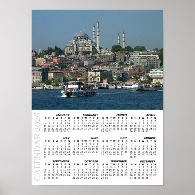 Póster 2026 Istanbul Calendar, Sultan Ahmed, Turkey (Frente)
