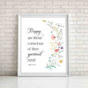 Póster 2026 JW Year Text with Spring Flowers Matthew 5:3