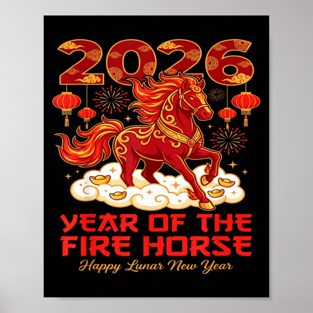 Póster 2026 Lunar Chinese New Year Of The Fire Horse Zodi (Frente)