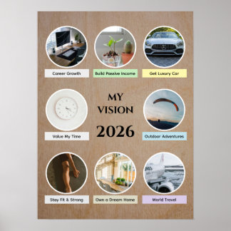 Póster 2026 Modern Circle Photo Vision Board Poster