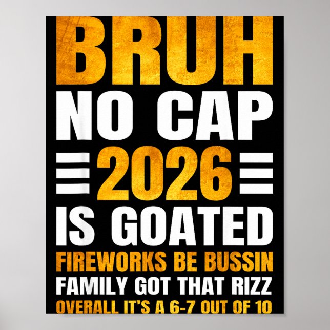 Póster 2026 New Year's Bruh No Cap Countdown Bussin Funny (Frente)