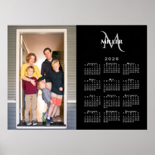 Póster 2026 Personalizado del calendario Foto Monograma N