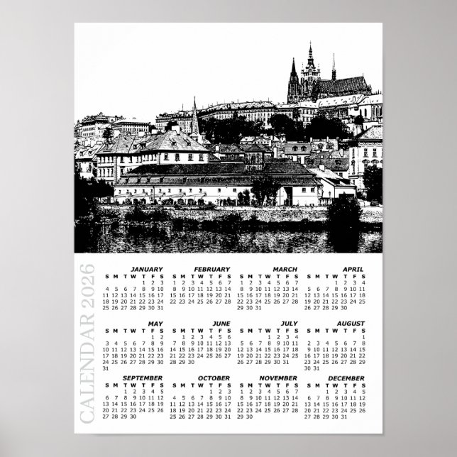 Póster 2026 Prague Calendar, Prague Castle, Czechia (Frente)