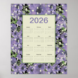 Póster 2026 Purple Flowers Wall Calendar