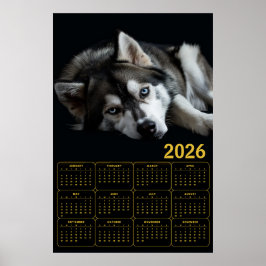 Póster 2026 Siberian Husky Calendar 
