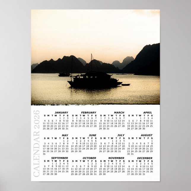 Póster 2026 Sunset Calendar, Halong Bay, Vietnam (Frente)