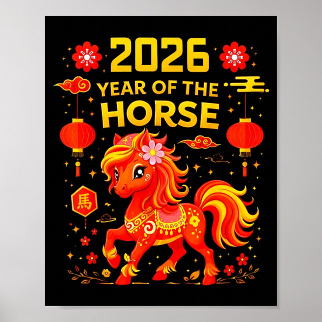 Póster 2026 Year Of The Horse Lunar New Year 2026 Chinese (Frente)