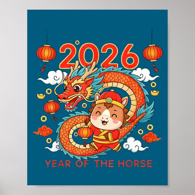 Póster 2026 Year Of The Horse Lunar New Year Chinese  (Frente)
