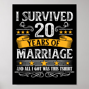 Póster 20.º Aniversario Boda Parejas Camisas Esposo Wif