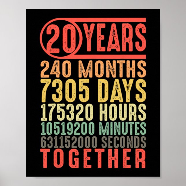 Póster 20.º Aniversario Boda Su Pareja Correspondiente (Frente)