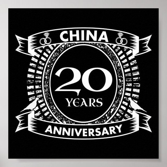 Póster 20.º aniversario de boda china (Frente)