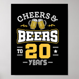 Póster 20.º Cumpleaños Saludos Y Cervezas Cumpleaños