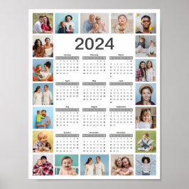 Póster 20 Collage de fotos 2024 Año A La Vista Calendario