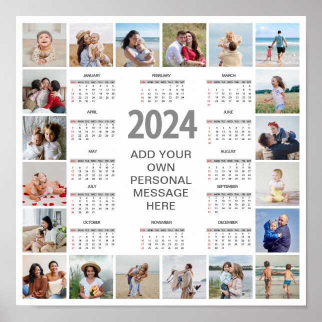 Póster 20 Collage de fotos 2024 Año A La Vista Calendario (Frente)
