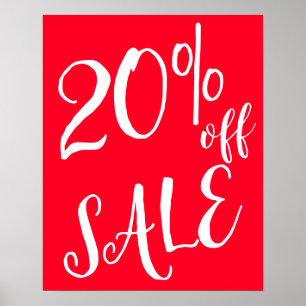 Póster 20% de descuento Rótulo de venta, Rótulo de venta
