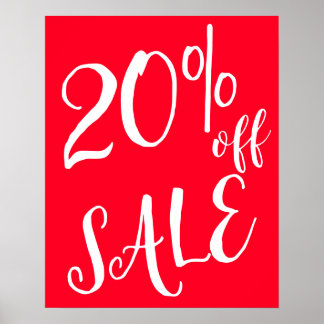 Póster 20% de descuento Rótulo de venta, Rótulo de venta
