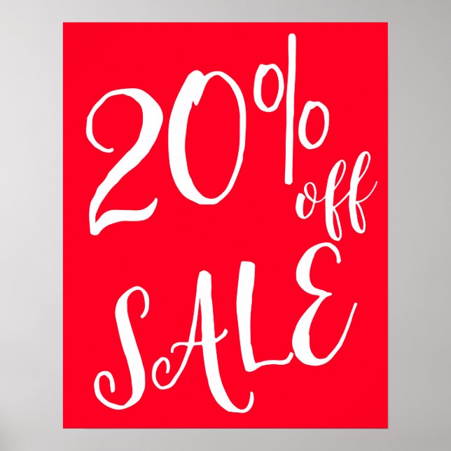 Póster 20% de descuento Rótulo de venta, Rótulo de venta  (Frente)