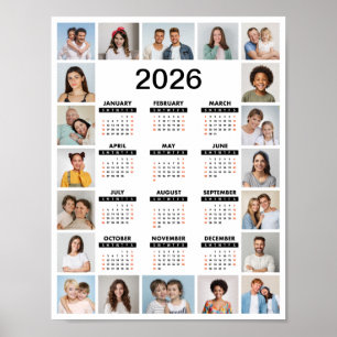 Póster 20 Foto Collage 2024 Año Vista General Calendario