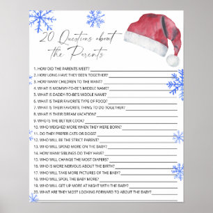 Póster 20 Preguntas sobre el juego de la ducha de bebé pa