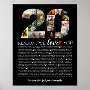 Póster 20 razones por las que te amamos aniversario foto